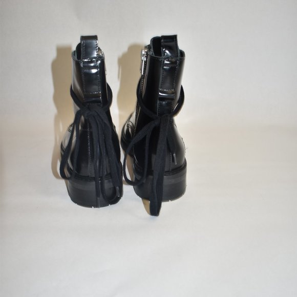 AllSaints Black Women's Leather Lira Hiker Black Boots Size 38 EU 8 US - Picture 7 of 9